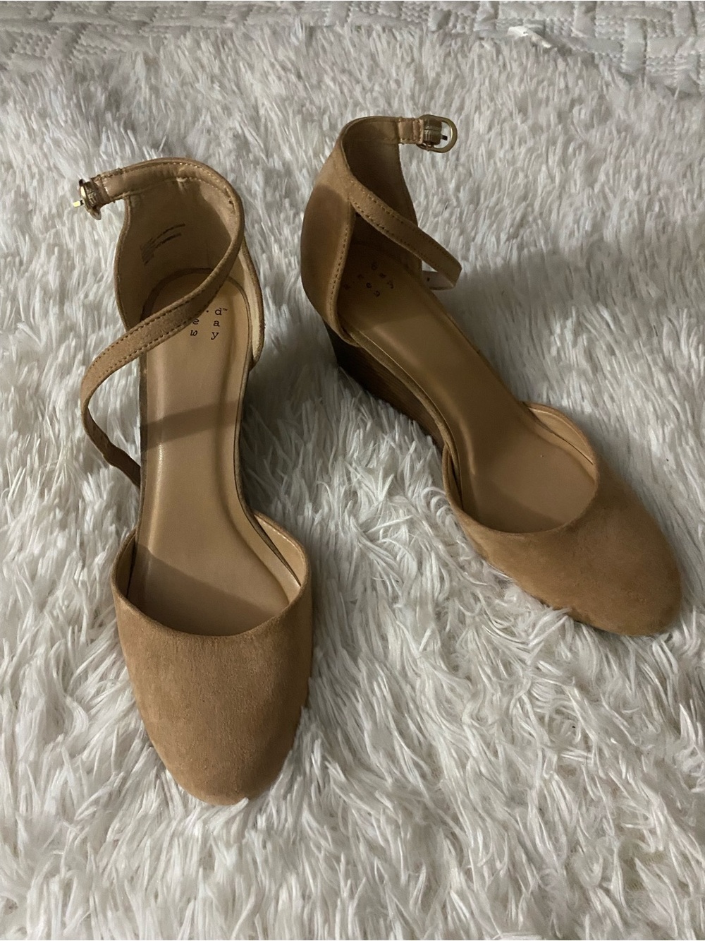 a new day Tan Suede-Look Ankle Strap Flats